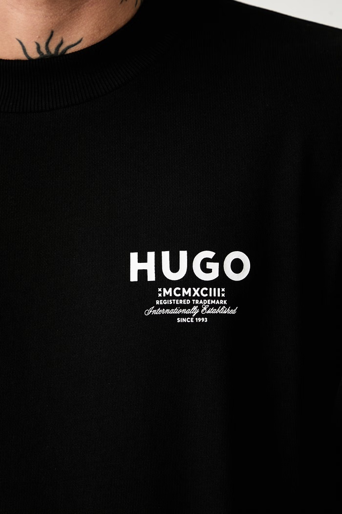 HUGO Blue μπλούζα ανδρική βαμβακερή Nespon 50572772 μαύρο