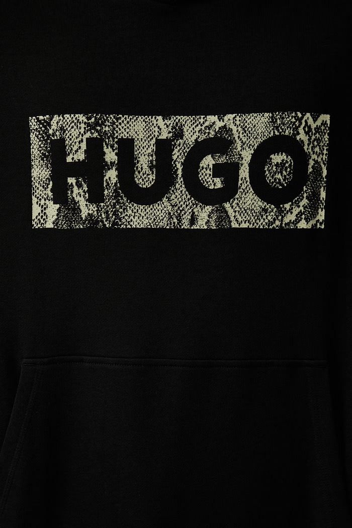 HUGO Blue μπλούζα με κουκούλα ανδρική βαμβακερή Necdysis 50566028 μαύρο