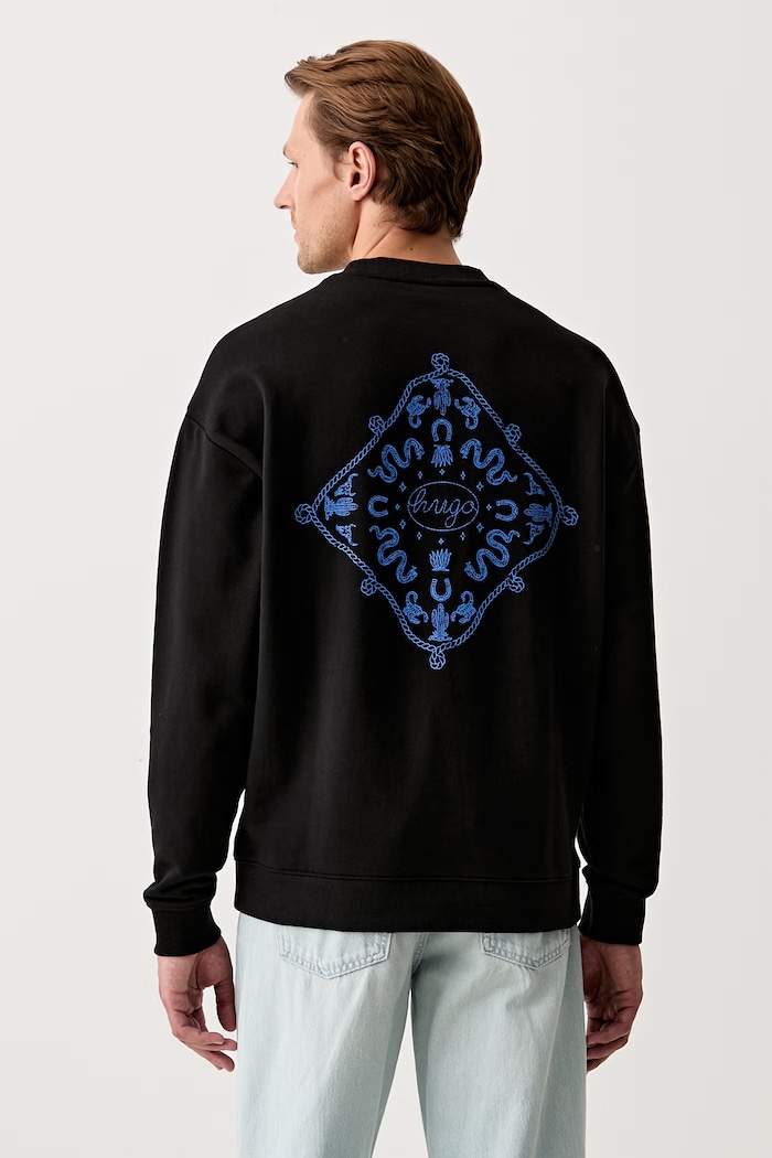 HUGO Blue oversize mikina pánská bavlněná Nugodana černá 50566020
