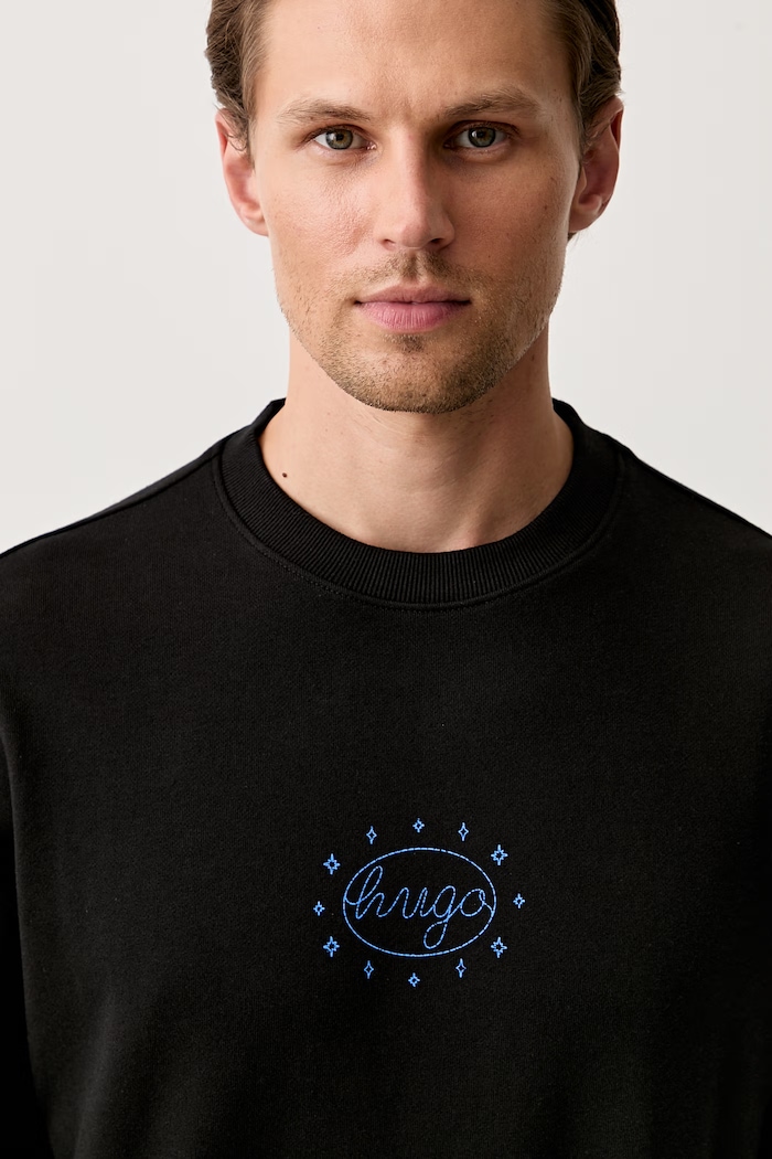 HUGO Blue oversize mikina pánská bavlněná Nugodana černá 50566020