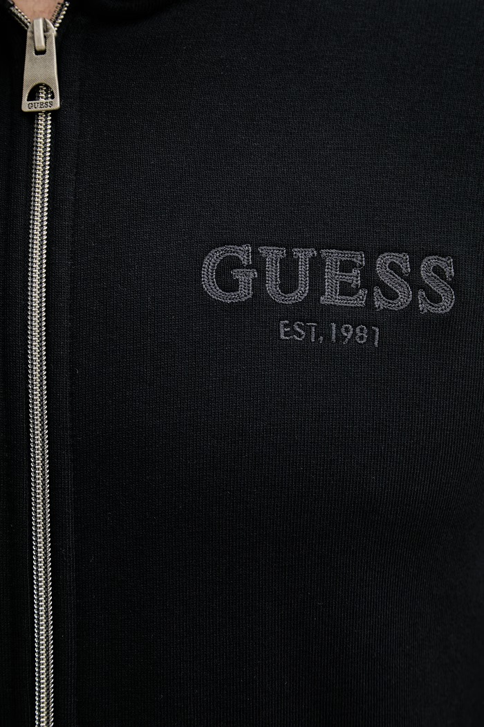 Guess mikina na zips s kapucňou pánska s bavlnou M6YQ48.K4244 čierna