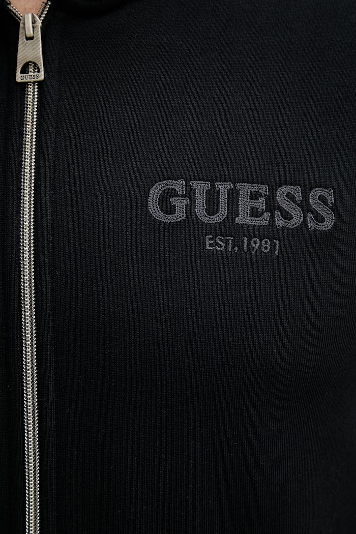 Guess mikina na zips s kapucňou pánska s bavlnou M6YQ48.K4244 čierna