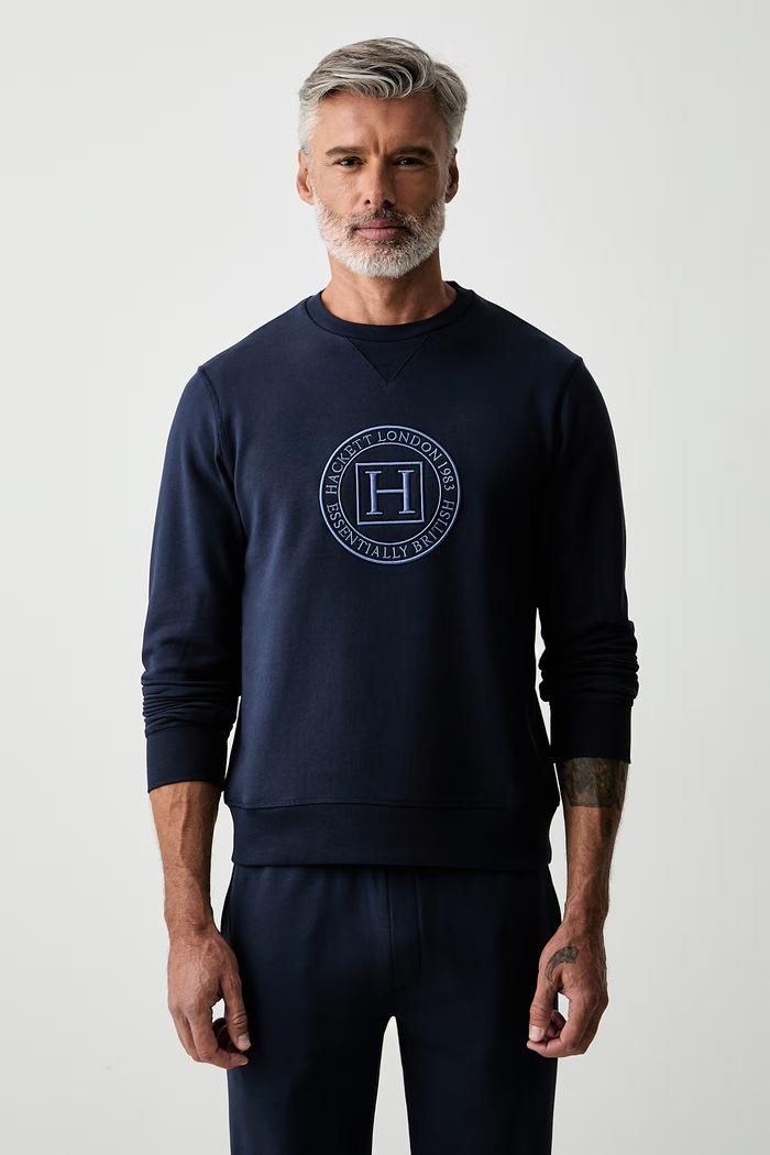Hackett London bluza męska bawełniana granatowy HM5800112