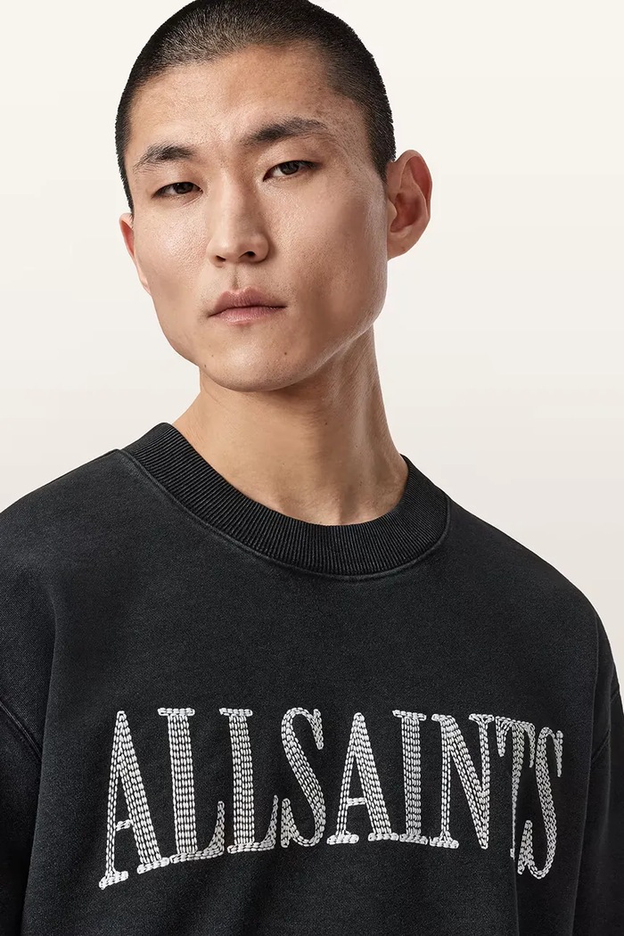 AllSaints mikina pánska bavlnená DASH čierna M030NE