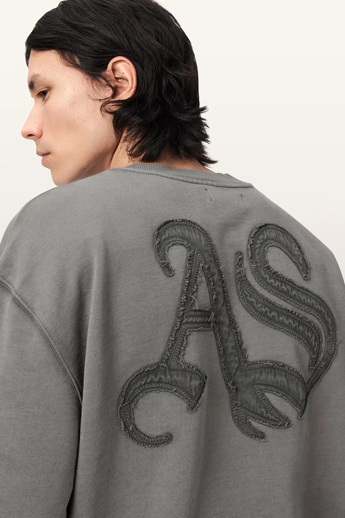 AllSaints bluza oversize męska bawełniana INSIGNIA M029NE szary