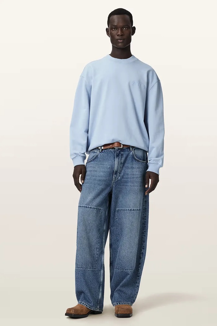 Odzież AllSaints bluza oversize męska bawełniana ODYSSEY M028NE niebieski