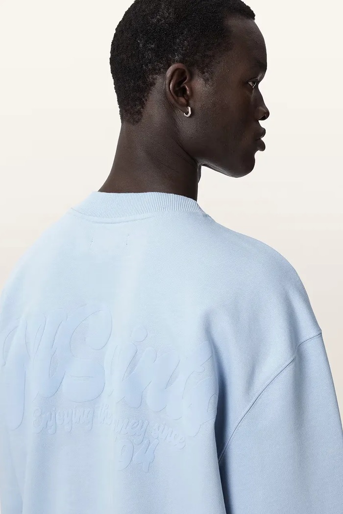AllSaints bluza oversize męska bawełniana ODYSSEY M028NE niebieski