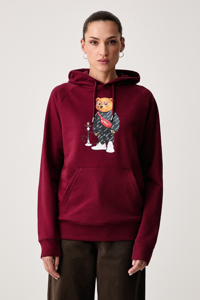 Baron Filou Bluza z kapturem z bawełną 000004011 bordowy AW26