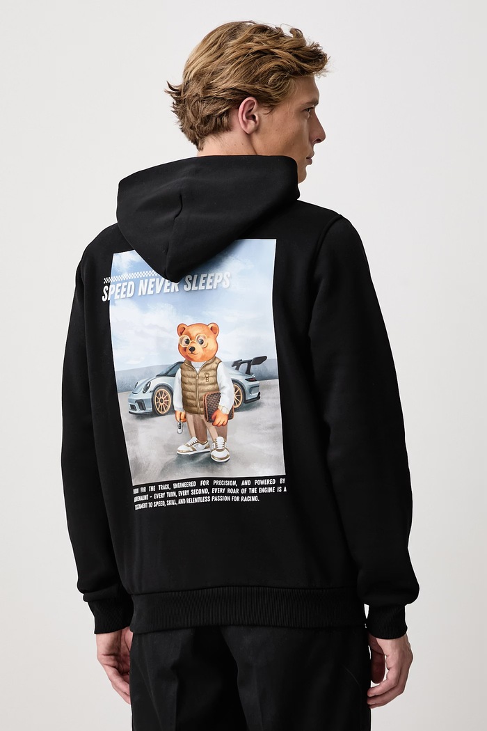 Baron Filou Bluza z kapturem z bawełną czarny 000016924