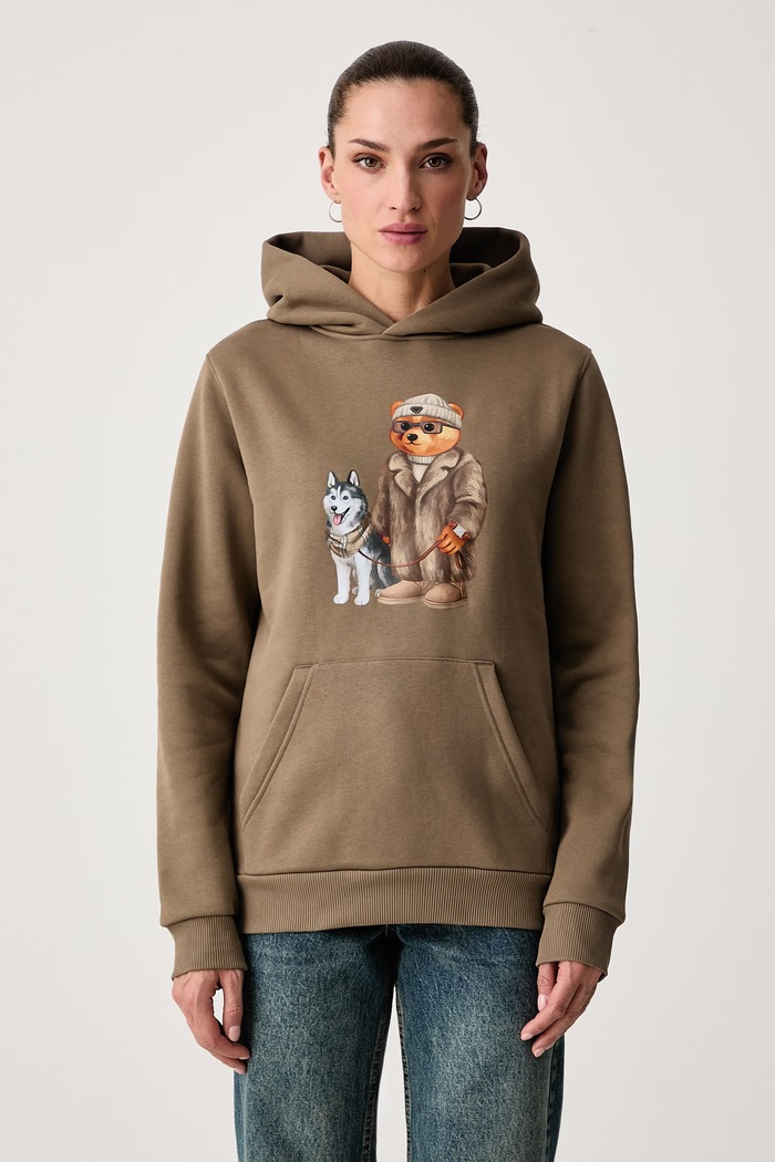 Baron Filou Bluza z kapturem z bawełną 000016678 zielony AW26