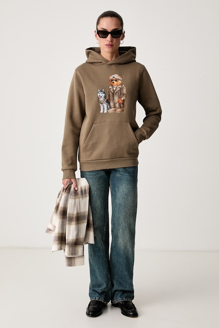Bluza z kapturem z bawełną Baron Filou 000016678 zielony