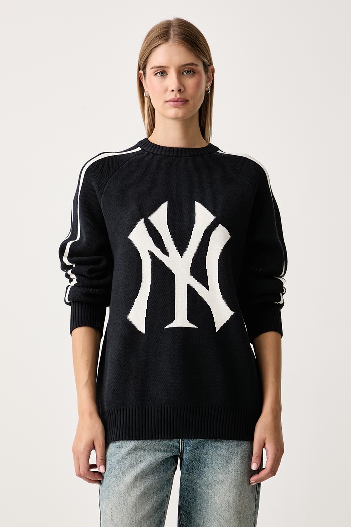 New Era Sweter z wiskozą granatowy 60897388