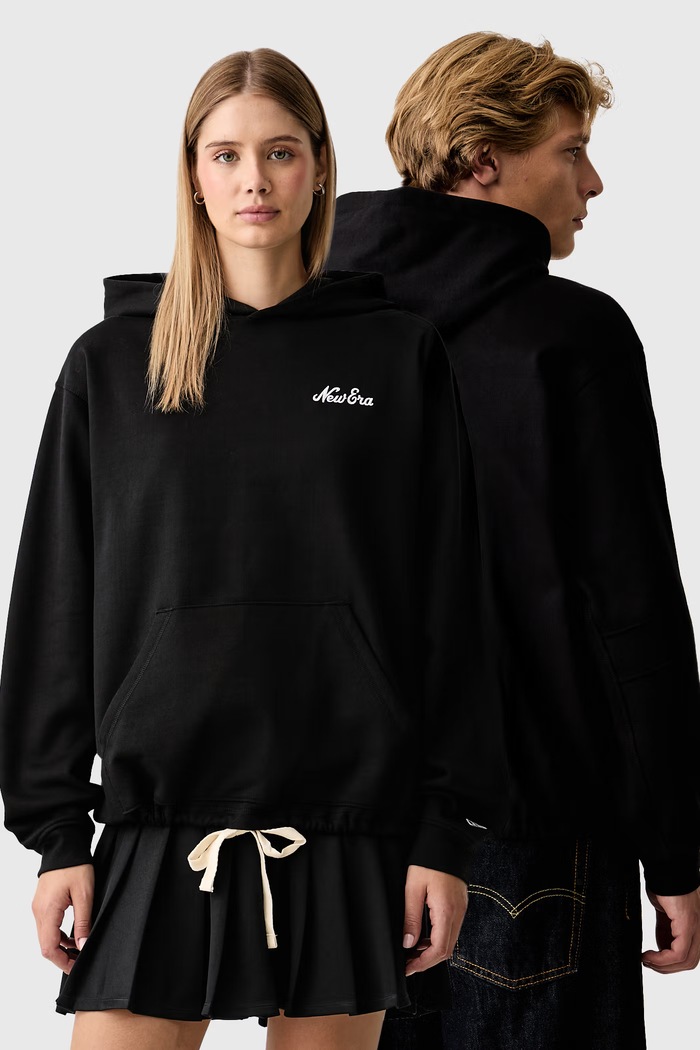 New Era Pulover s kapuco bombažen črna 60897461