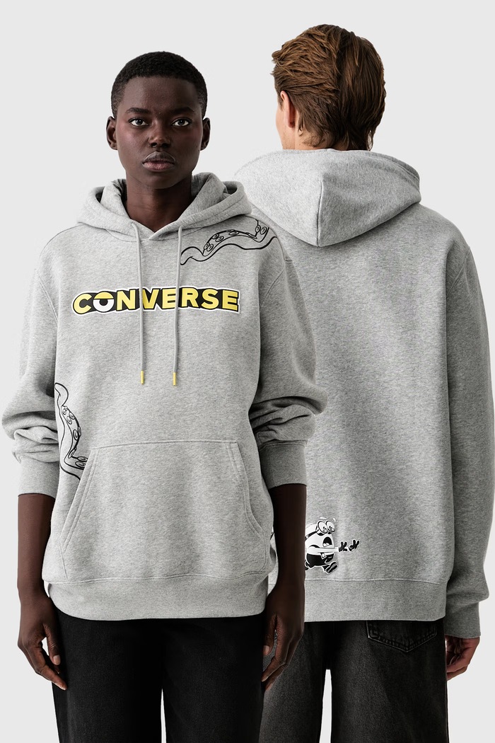 Converse bluza z kapturem z bawełną x Minions & Monsters szary CVM6H227