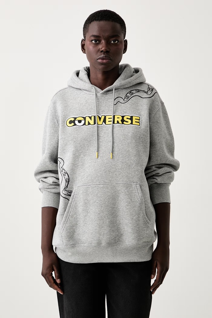 Converse bluza z kapturem z bawełną x Minions & Monsters CVM6H227 szary AW26
