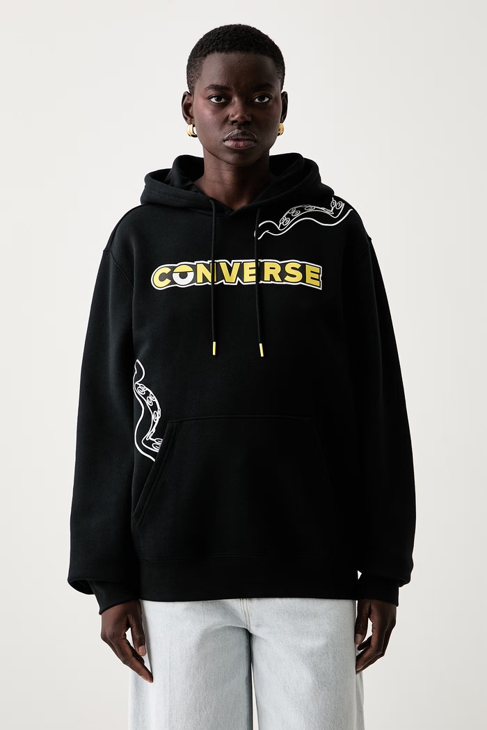 Converse bluza z kapturem z bawełną x Minions & Monsters czarny CVM6H227
