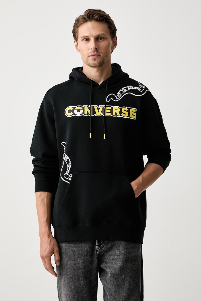 Converse bluza z kapturem z bawełną x Minions & Monsters CVM6H227 czarny AW26