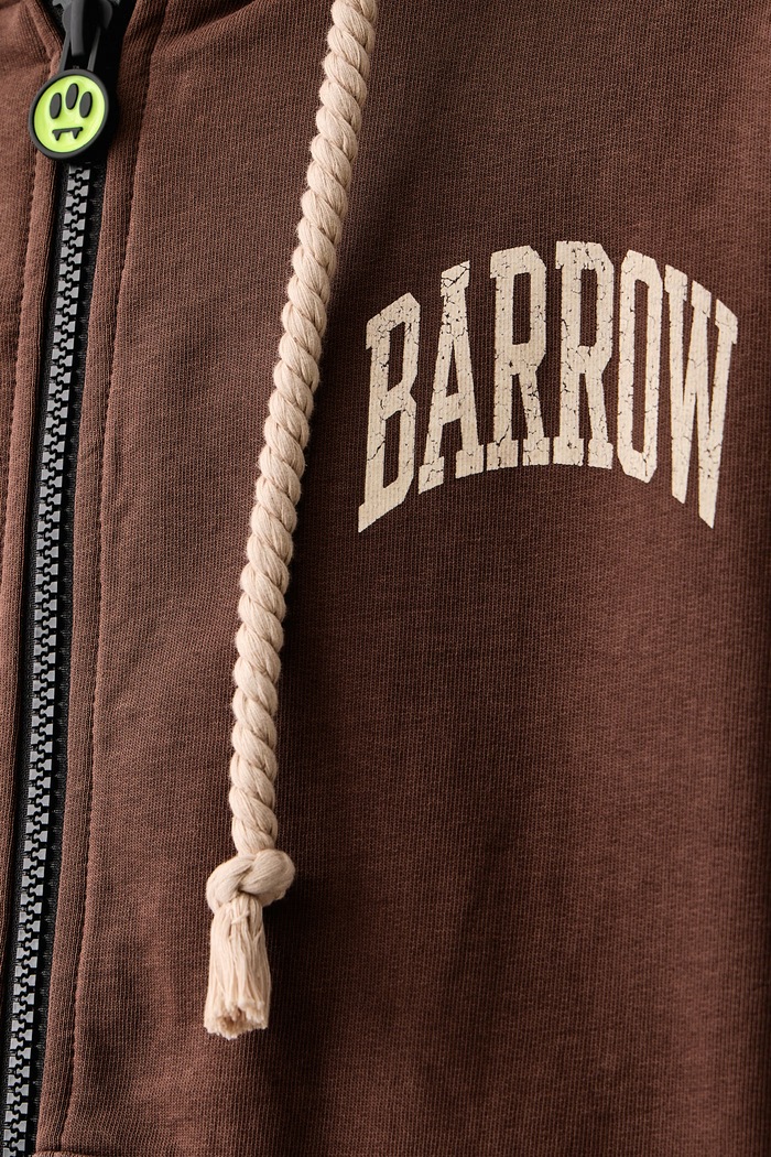 Bluza rozpinana z kapturem bawełniana Barrow brązowy F6BWUAZH031