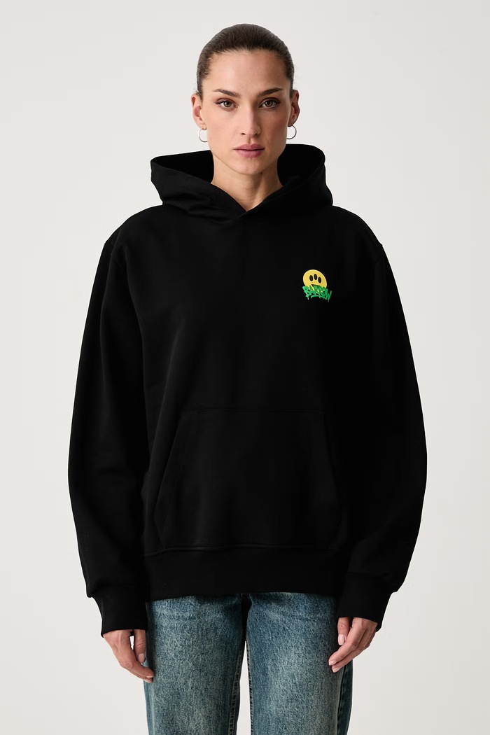 Bluza z kapturem bawełniana Barrow F6BWUAHS070 czarny