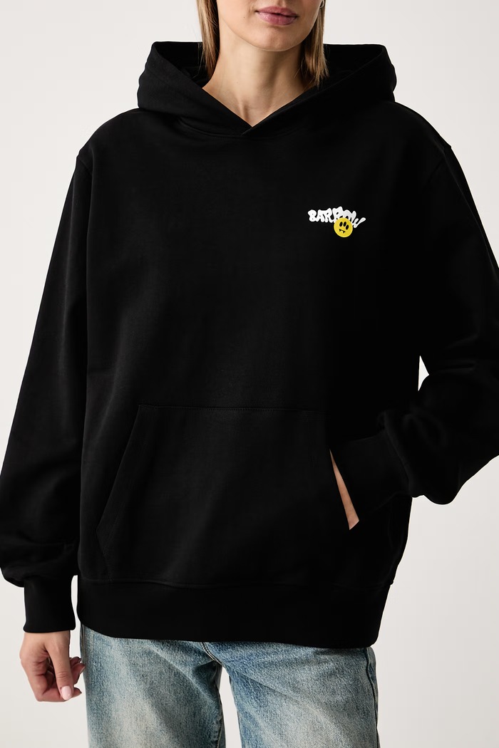 Bluza z kapturem bawełniana Barrow F6BWUAHS067 czarny