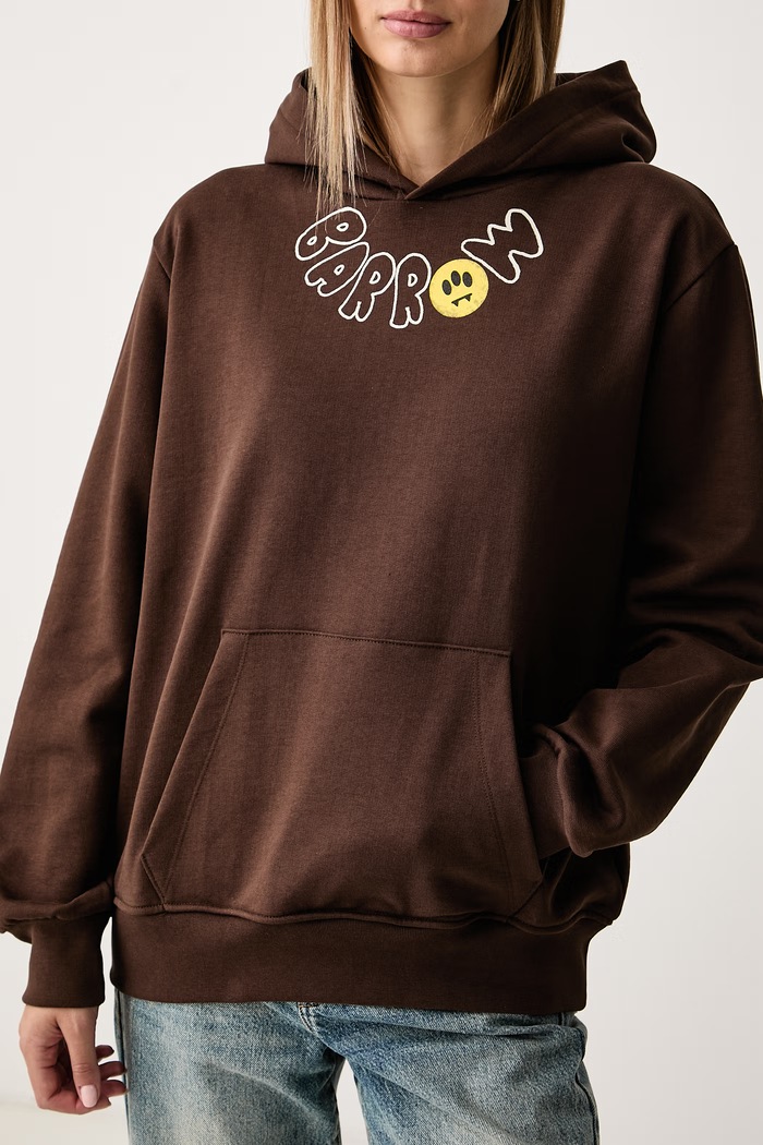 Bluza z kapturem bawełniana Barrow F6BWUAHS046 brązowy