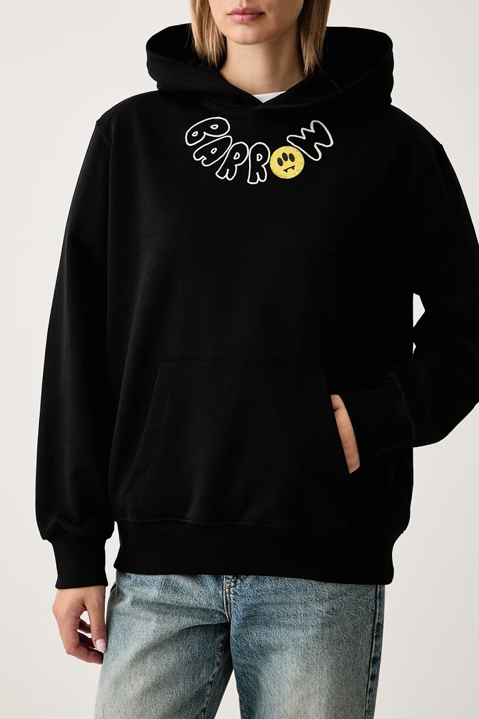 Bluza z kapturem bawełniana Barrow F6BWUAHS046 czarny