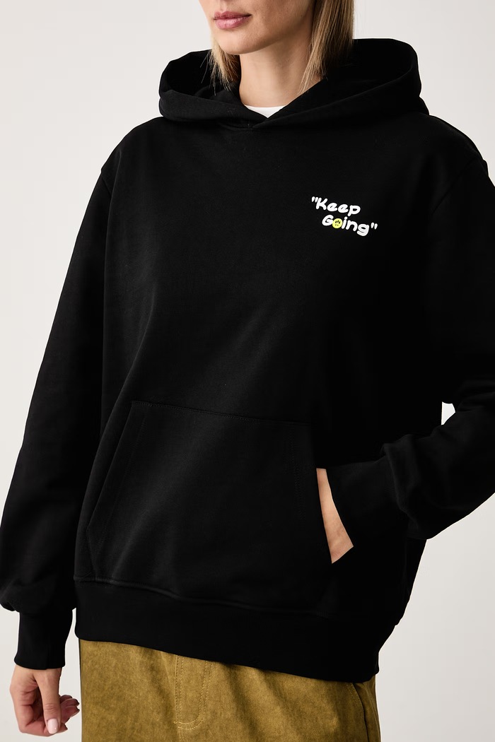 Bluza z kapturem bawełniana Barrow F6BWUAHS044 czarny