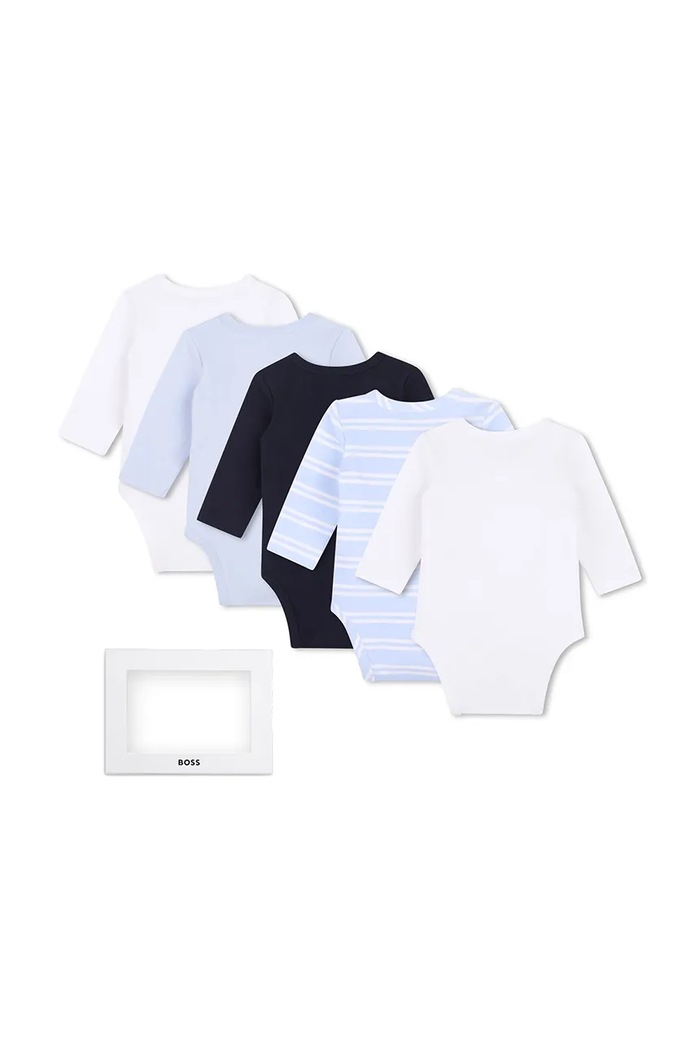BOSS κορμάκι βρεφικό με βαμβάκι 5-pack J53315 μπλε AW26