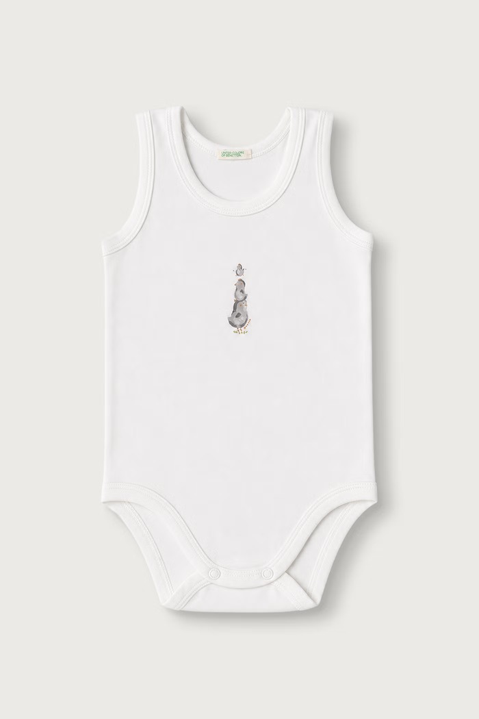 United Colors of Benetton Body dziecięce bawełniane z elastanem 2-pack 3WGGAB012.W.Reproposal beżowy AW26