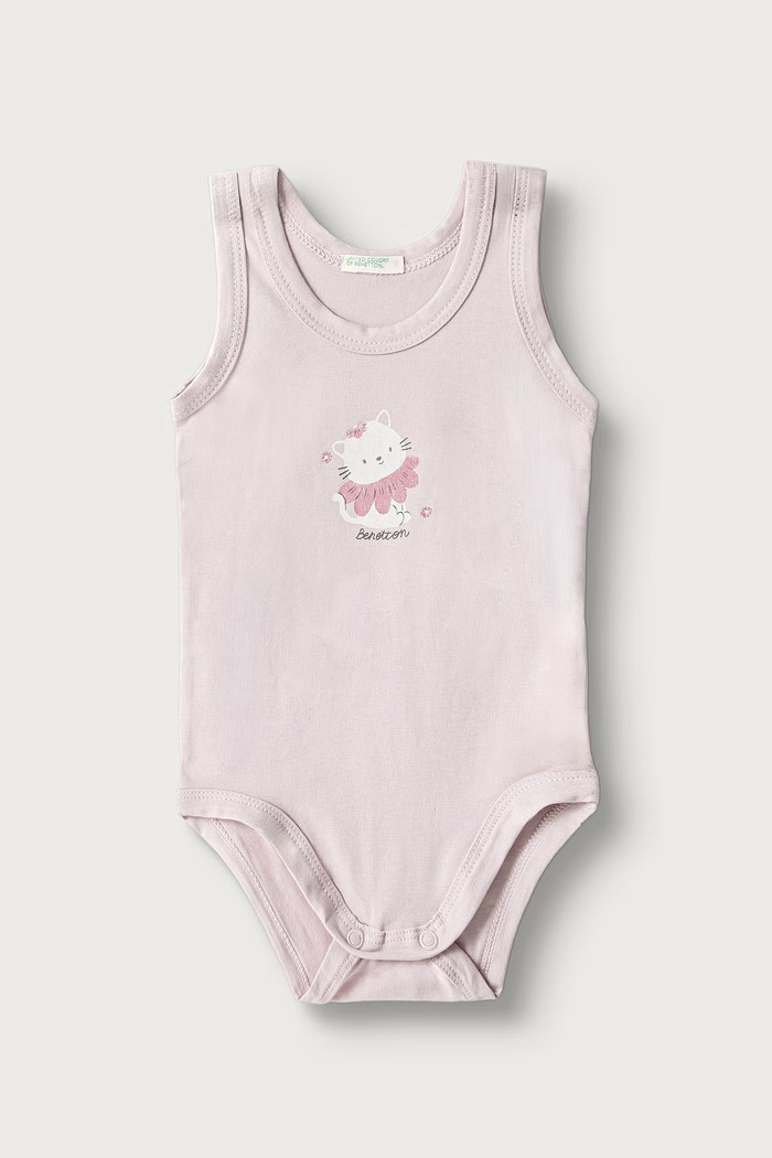 United Colors of Benetton Body dziecięce bawełniane z elastanem 2-pack 3WGGAB012.W.Reproposal różowy AW26