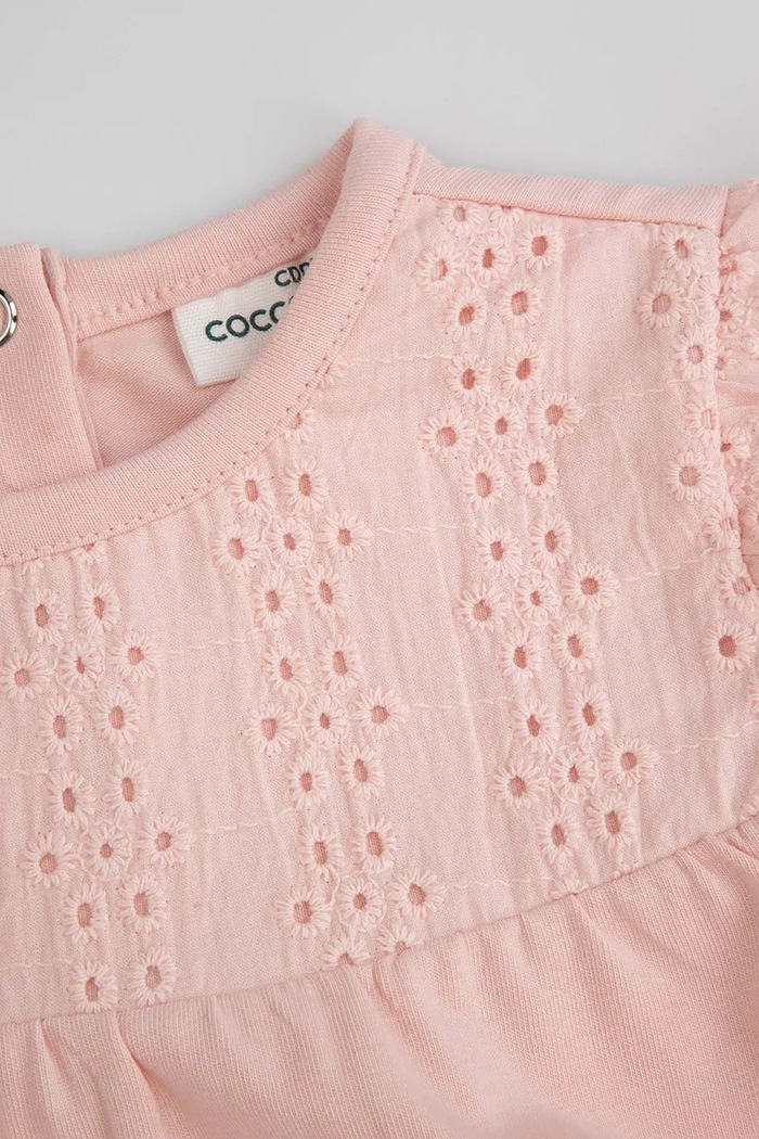 DÍVKA Coccodrillo body kojenecké bavlněné s elastanem ZC6112104MGN růžová