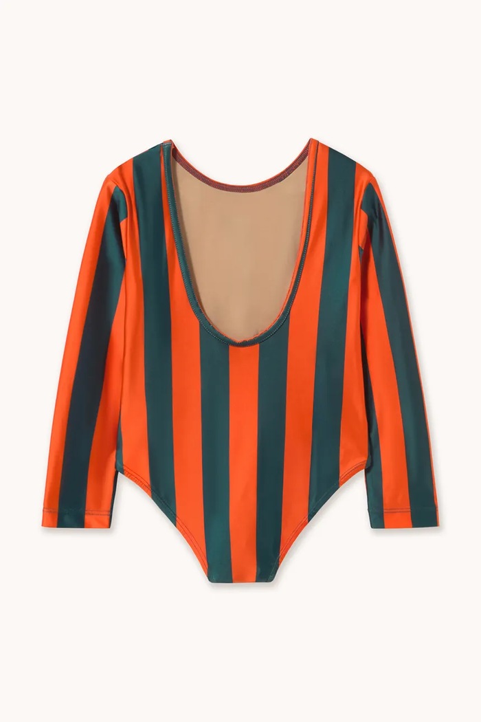 DÍVKA Tinycottons body dětské RED-BLUE STRIPES SHINY BODY AW26.308 oranžová