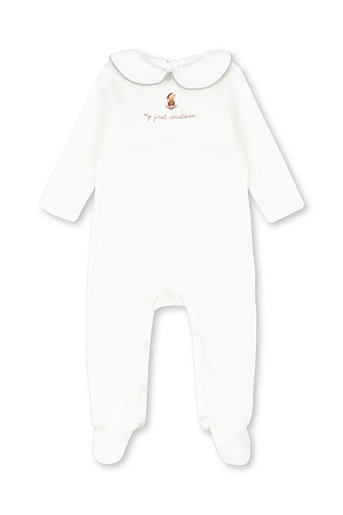 Konges Sløjd Śpiochy dziecięce bawełniane MY FIRST CHRISTMAS ONESIE GOTS beżowy KS107961.9BY2