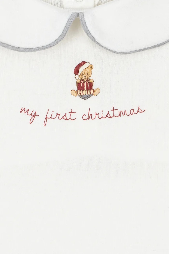Śpiochy dziecięce bawełniane MY FIRST CHRISTMAS ONESIE GOTS Konges Sløjd KS107961.9BY2 beżowy