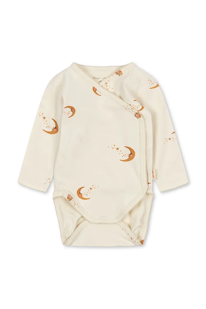 Konges Sløjd Body niemowlęce bawełniane z elastanem BASIC LS NEWBORN BODY GOTS beżowy KS106381.9BY2