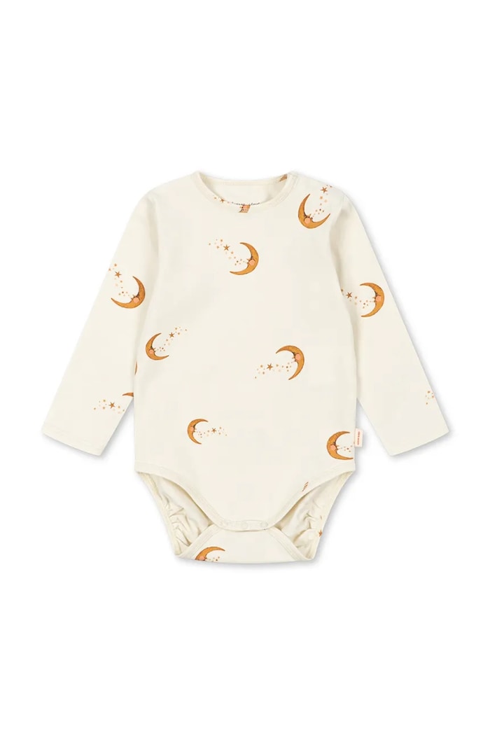 Konges Sløjd Body niemowlęce bawełniane z elastanem BASIC LS BODY GOTS beżowy KS106380.9BY2