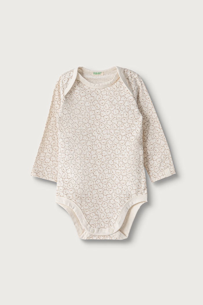 United Colors of Benetton Body dziecięce bawełniane z elastanem 2-pack 3UMRAB014.W.Seasonal beżowy AW26