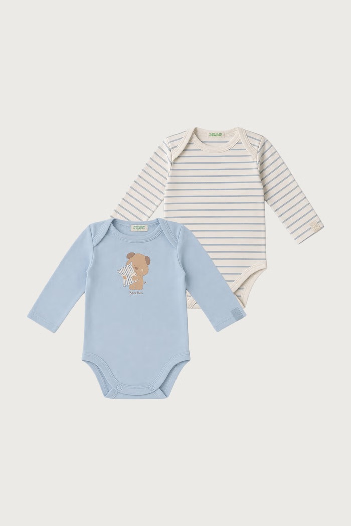 United Colors of Benetton Body za djecu od pamuka s elastanom 2-pack plava 3UMRAB014.W.Seasonal