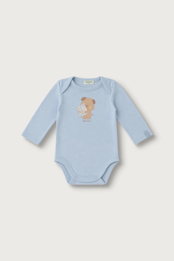 United Colors of Benetton Body za djecu od pamuka s elastanom 2-pack 3UMRAB014.W.Seasonal plava AW26