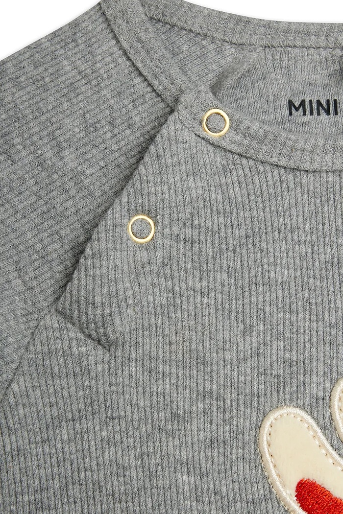 Chłopiec Mini Rodini Body dziecięce bawełniane z elastanem Rabbits 26740104 szary