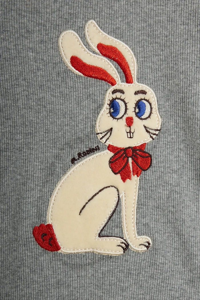Body dziecięce bawełniane z elastanem Rabbits Mini Rodini 26740104 szary