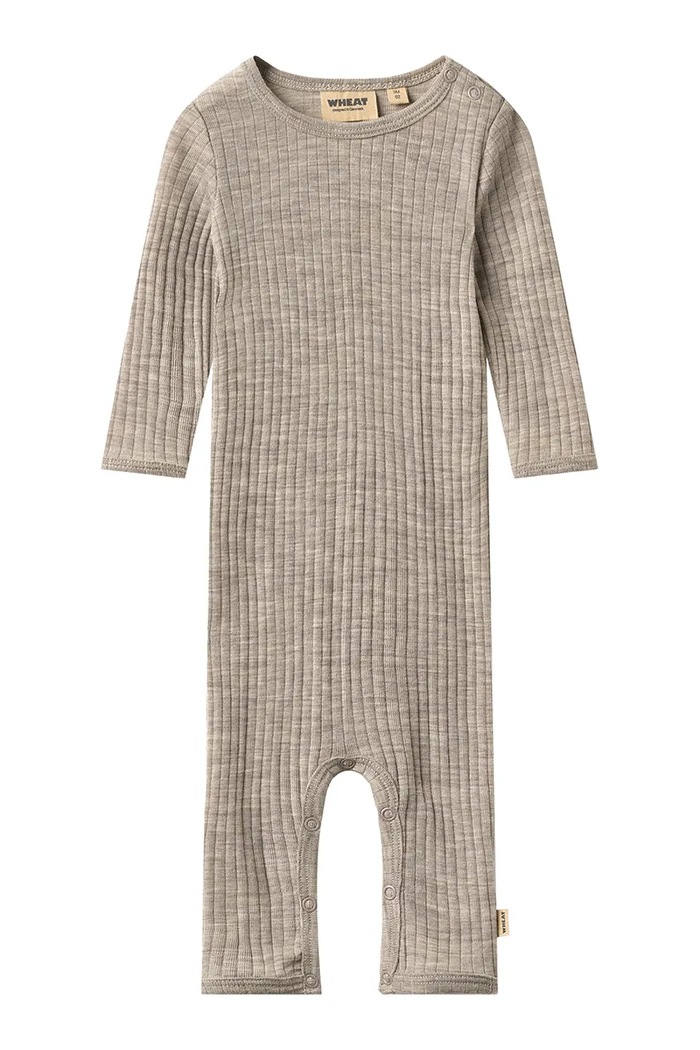 Wheat Pajacyk niemowlęcy z wełną merino beżowy 9303.781.RWS