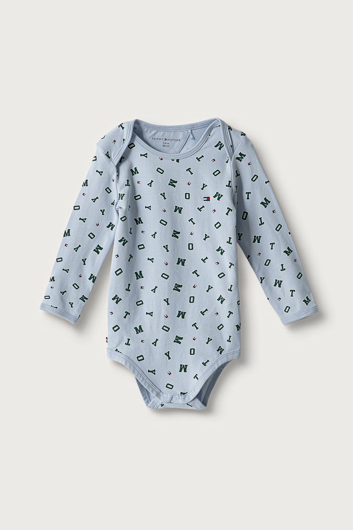 Chłopiec Tommy Hilfiger Pajacyk niemowlęcy bawełniany z elastanem KN0KN02317.9BY2 niebieski
