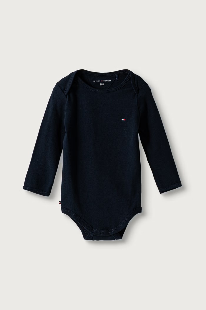 Pajacyk niemowlęcy bawełniany z elastanem Tommy Hilfiger KN0KN02317.9BY2 niebieski