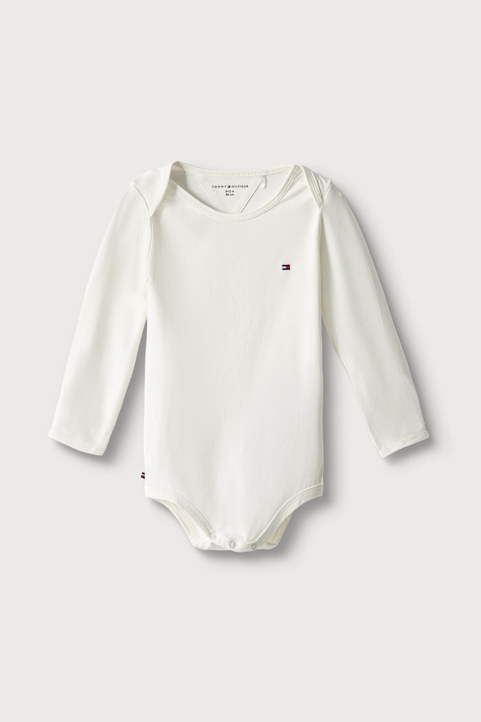 Chłopiec Tommy Hilfiger Pajacyk niemowlęcy bawełniany z elastanem KN0KN02317.9BY2 beżowy