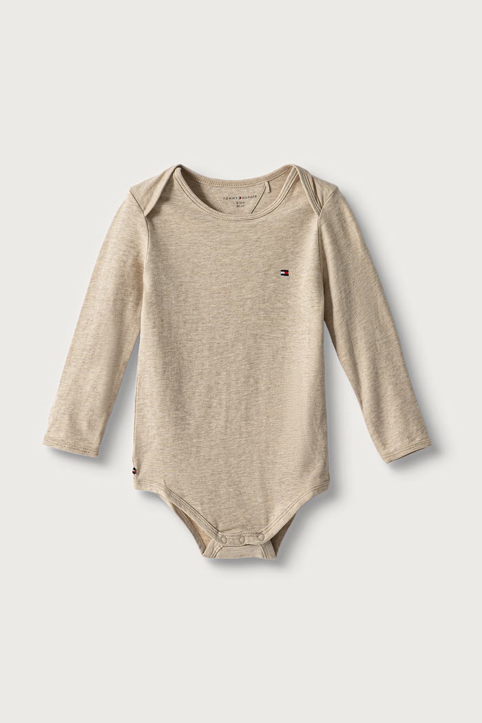 Pajacyk niemowlęcy bawełniany z elastanem Tommy Hilfiger KN0KN02317.9BY2 beżowy