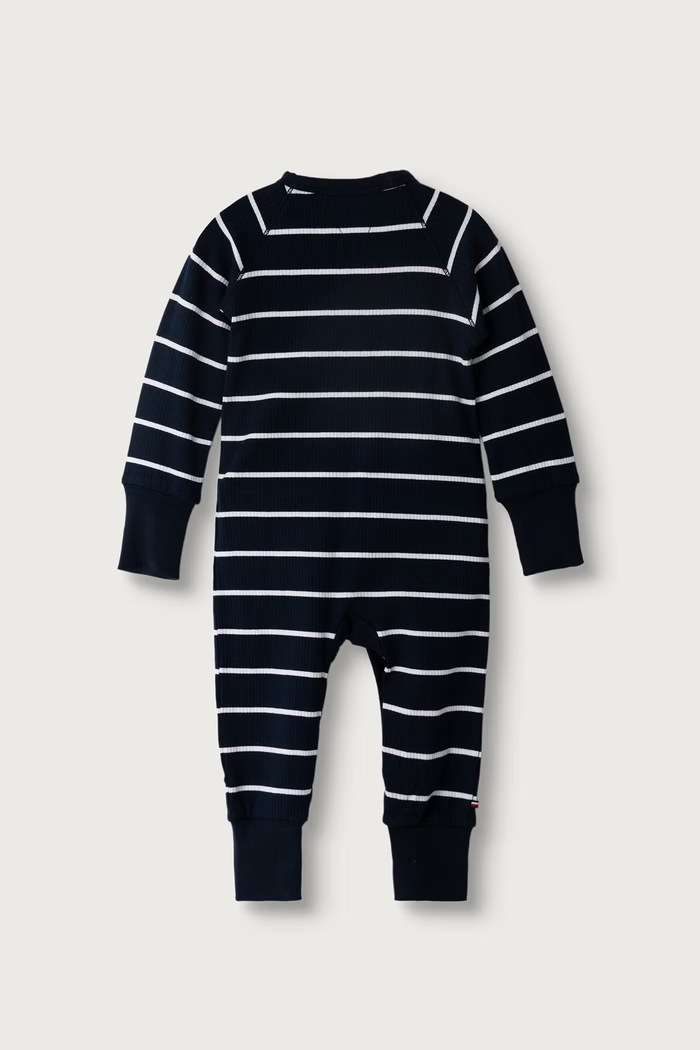 Tommy Hilfiger Pajacyk niemowlęcy bawełniany z elastanem KN0KN02410.9BY2 granatowy AW26