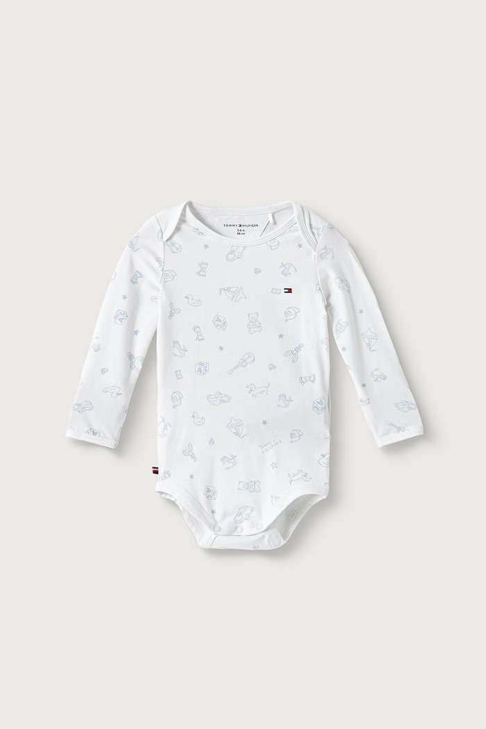 Băieți Tommy Hilfiger Body pentru bebeluși din bumbac cu elastan pachet de 3 KN0KN02316.9BY2 albastru