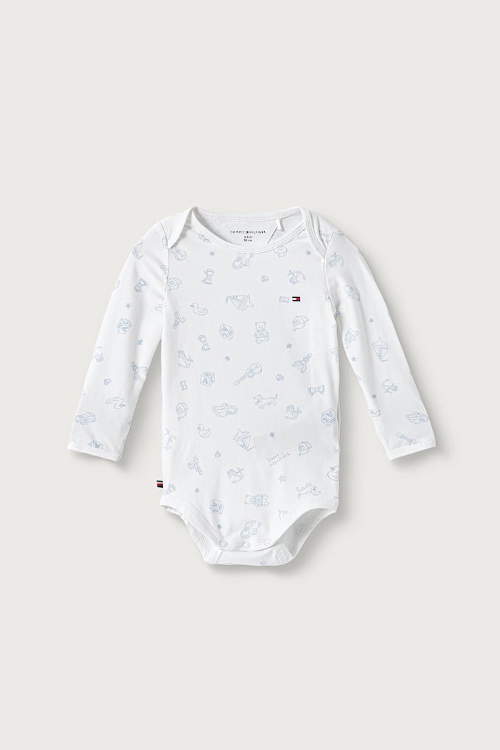 Băieți Tommy Hilfiger Body pentru bebeluși din bumbac cu elastan pachet de 3 KN0KN02316.9BY2 albastru