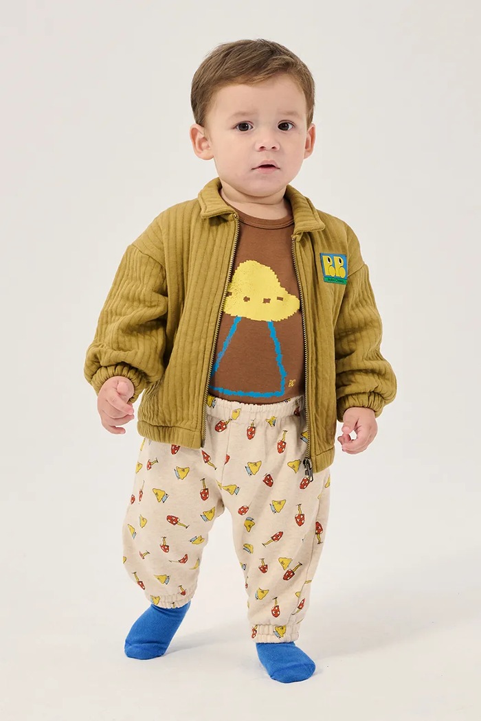 Body dojčenské bavlnené s elastanom Pixel Abduction Bobo Choses 226AB037 hnedá
